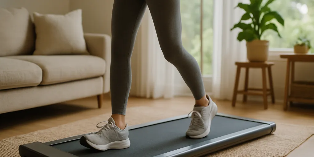 Wellness lifestyle scene representing indoor walking and low-intensity cardio